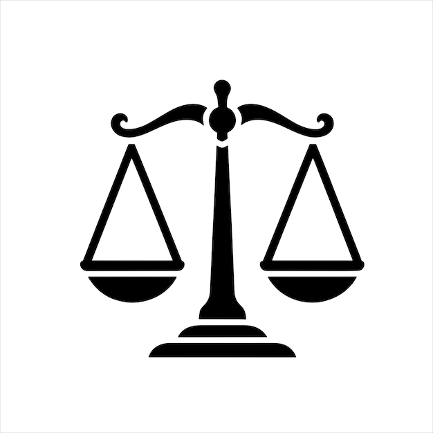 Justice scale silhouette vector on a white background