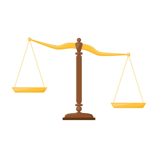 Значок весов правосудия Символ баланса закона Векторная иллюстрация