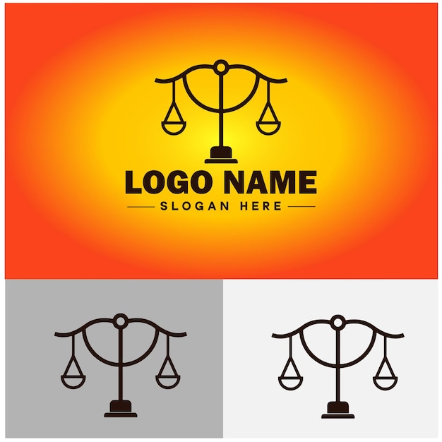 Justice scales law firm weight judgment logo icon vector for business app silhouette logo template