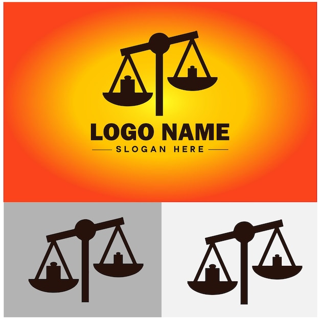 Justice scales law firm weight judgment logo icon vector for business app silhouette logo template