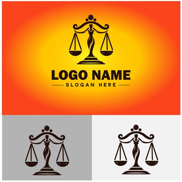 Justice scales law firm weight judgment logo icon vector for business app silhouette logo template