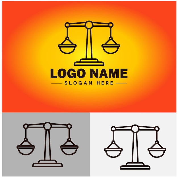 Justice scales law firm weight judgment logo icon vector for business app silhouette logo template