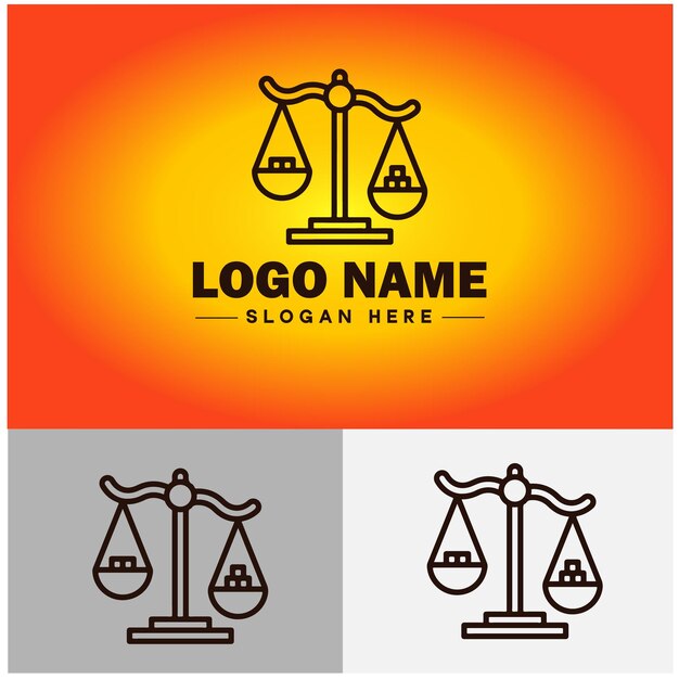 Justice scales law firm weight judgment logo icon vector for business app silhouette logo template