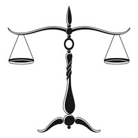 Вектор Силуэт весов правосудия механические балансировочные весы символ закона и приговора, наказания и устройства для измерения правды