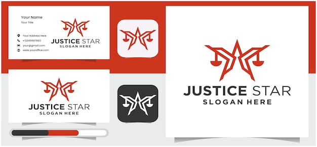 Символы шаблона значка логотипа звезды правосудия для юристов-консультантов и не только