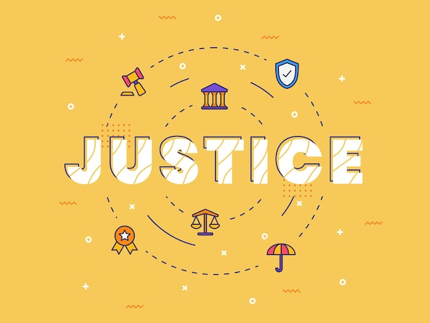 Justice typography calligraphy word art with filled color style