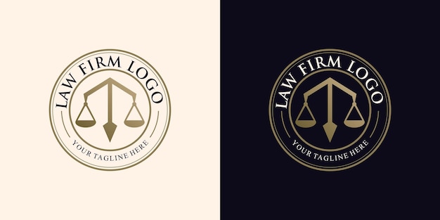 Justitie advocatenkantoor logo ontwerpsjabloon met uniek concept Premium Vector