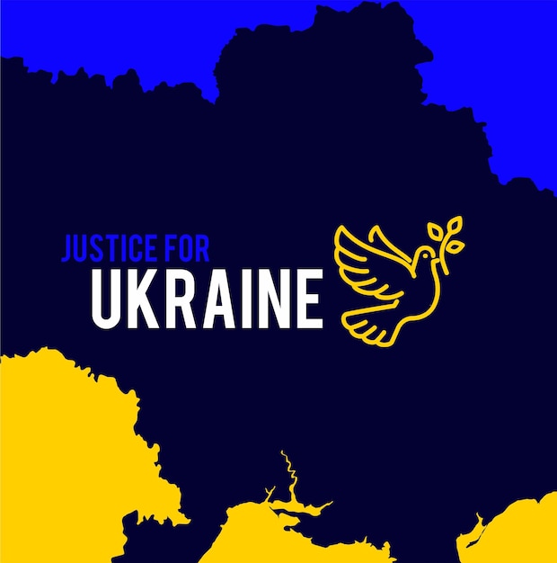 Justitie voor Oekraïne kaart duif vrede illustratie vector