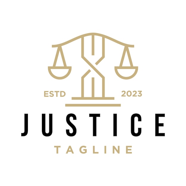 Vector justitie wet lijntekeningen logo ontwerp