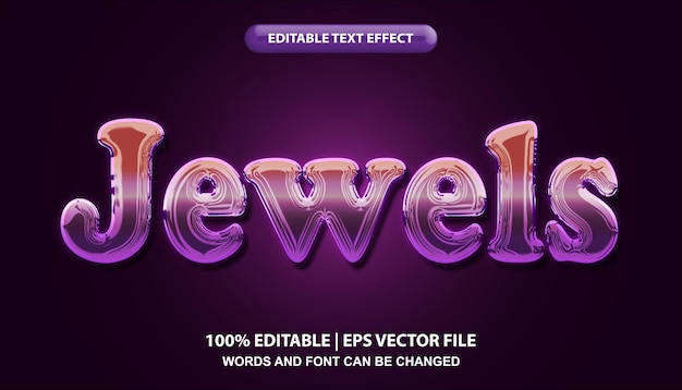 Juwelen bewerkbare teksteffectsjabloon, glanzende lettertypestijl met juweleneffect