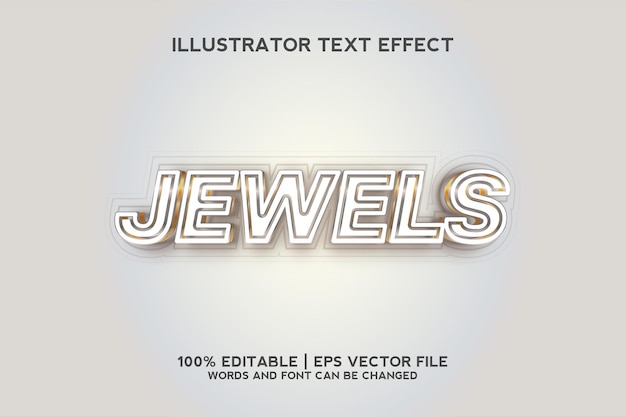 Juwelen witte en gouden teksteffectsjabloon