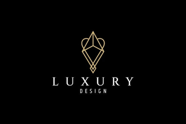 Juwelenlogo met elegante gouden kleur in luxe lineaire ontwerpstijl