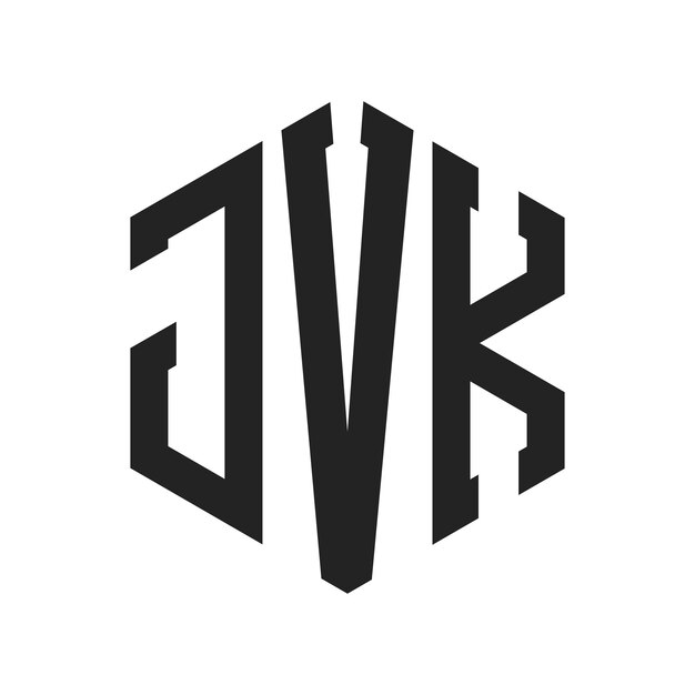 JVK ロゴデザイン イニシャルレター JVK モノグラム ロゴは六角形を使用しています