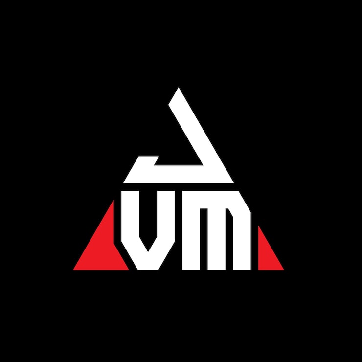Vector jvm triangle letter logo design with triangle shape jvm triangle logo design monogram jvm triangle vector logo template with red color jvm triangular logo simple elegant and luxurious logo