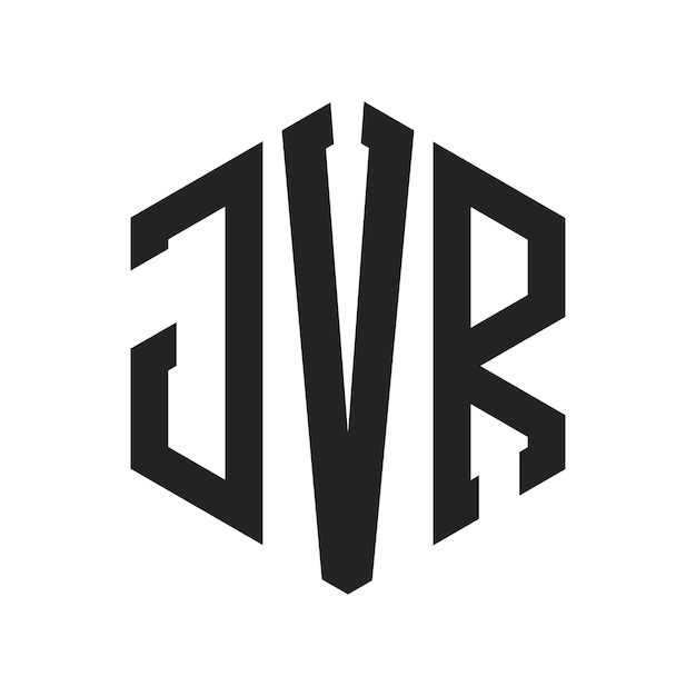 JVR ロゴ デザイン イニシャルレター JVR モノグラム ロゴ ヘクサゴン形