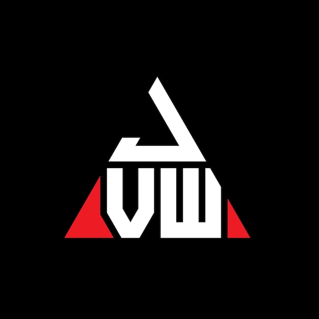 Vector jvw driehoek letter logo ontwerp met driehoek vorm jvw drihoek logo ontwerp monogram jvw driehoek vector logo sjabloon met rode kleur jvw triangulaire logo eenvoudig elegant en luxe logo