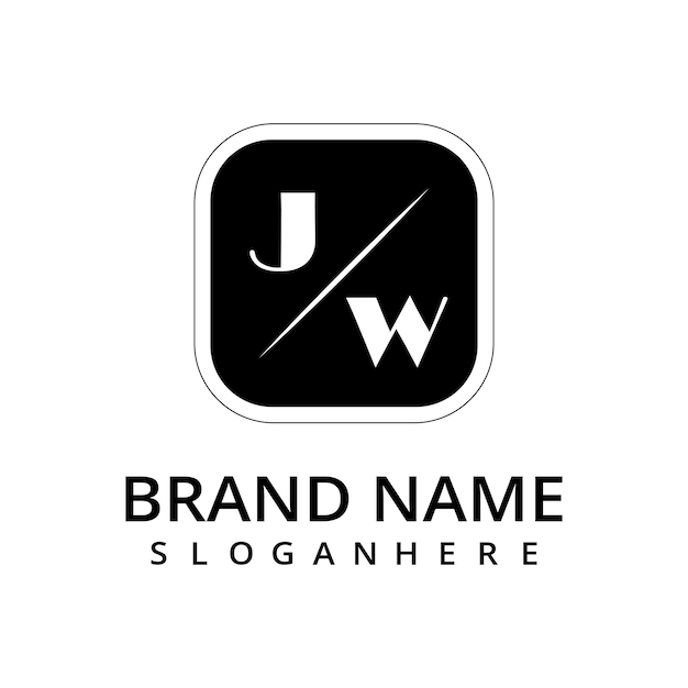 JW initial monogram logo with rectangal style dsign