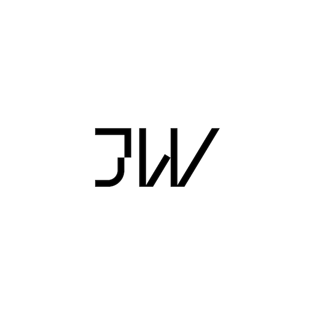 ベクトル jwモノグラムロゴデザイン文字テキスト名シンボルモノクロロゴタイプアルファベット文字シンプルロゴ