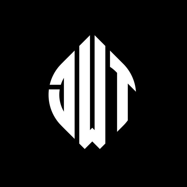 Дизайн логотипа JWT с круговой и эллиптической формой JWT эллиптические буквы с типографическим стилем Три инициалы образуют логотип круга JWT Circle Emblem Abstract Monogram Letter Mark Vector