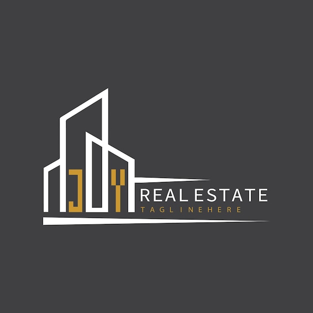 Vector jy initial monogram logo for real estate with building shape creative design