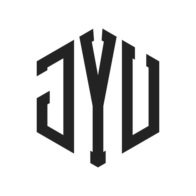 JYU 로고 디자인 초기 글자 JYU 모노그램 로고는 육각형 모양을 사용합니다.