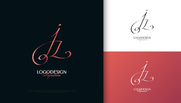 Jz initial signature logo design with elegant and minimalist handwriting style initial j and z logo design for wedding fashion jewelry boutique and business brand identity