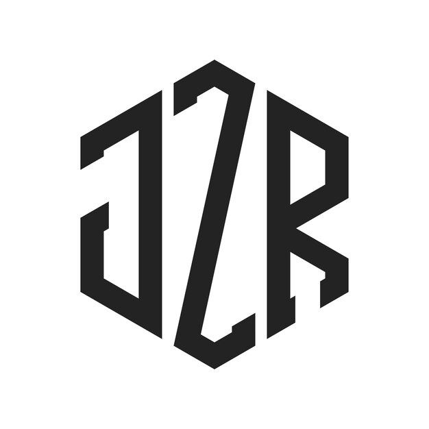 JZR 로고 디자인 초기 글자 JZR 모노그램 로고는 육각형 모양을 사용합니다.