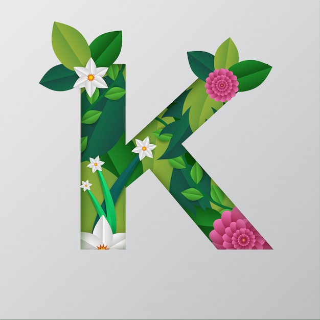 Vector k alphabet made by beautiful floral design.