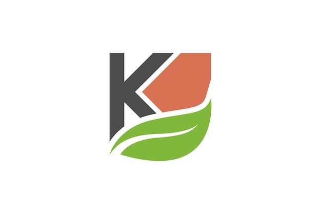 K blad eerste logo eco groen landbouw natuur organisch pictogram ontwerp eerste symbool