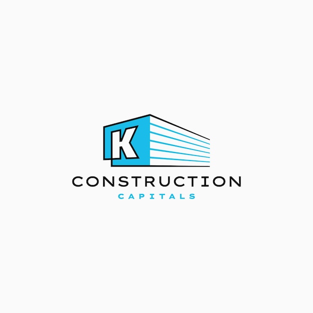 K Brief Constructie 3D Perspectief Logo Vector Icon Illustratie