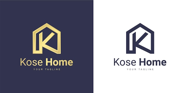 Vector k brief logo met het concept van een huis