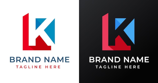 K brief Logo ontwerp met abstracte vierkante vorm