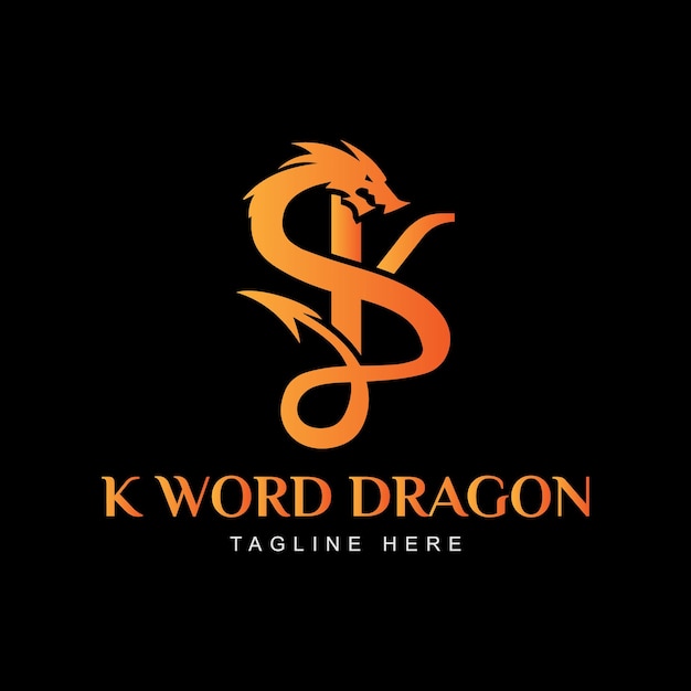 K Dragon-logo, Dragon Head, Dragon met K-logo, Dragon Gradient-kleurpictogram