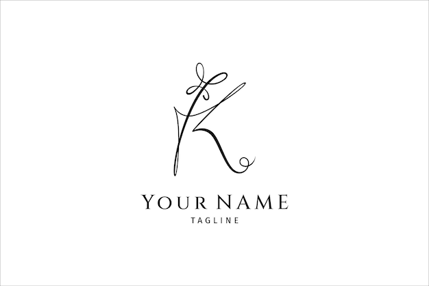 K initial letter signature logo with butterfly shape variation Handwriting logo template vector