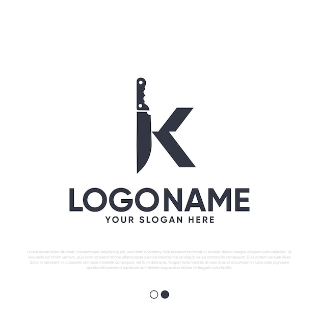 Vector k knife logo design premium vector