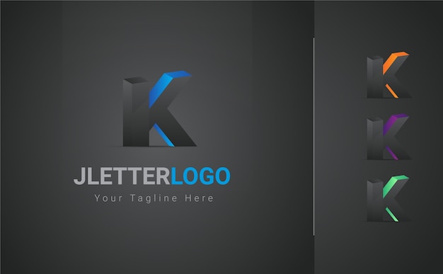 Vector k letter 3d logo