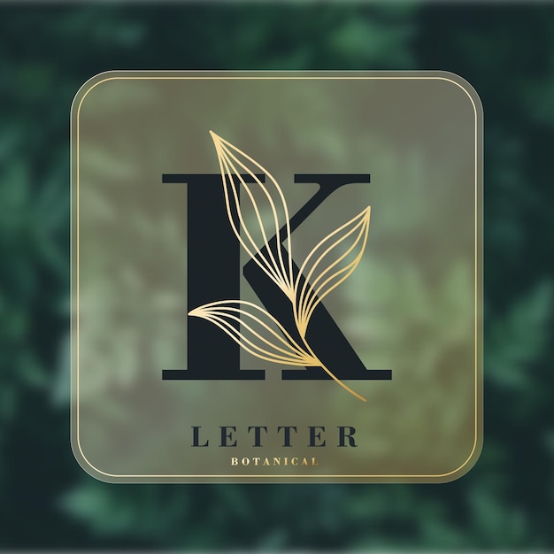 K letter banner. minimalism design. botanical background. wedding monogram. graphic alphabet symbol for corporate business identity. vector line icon for business and advertising