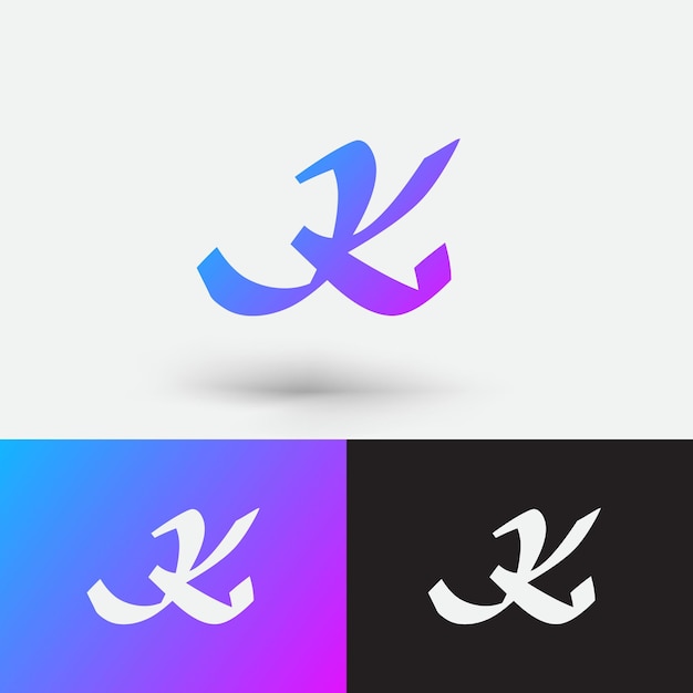 K letter colorful logo gradient vector