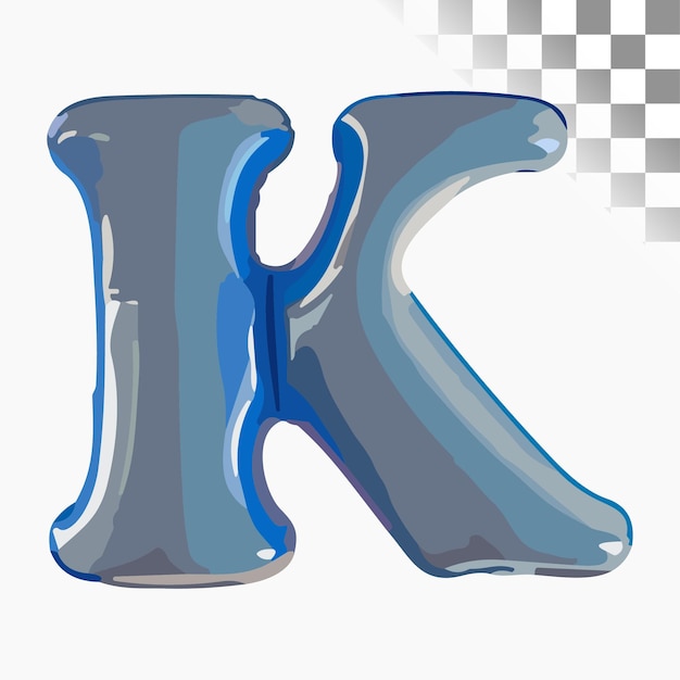 K Letter Design Stylish Font Blue 3D gerenderde plastic gladde ballon Alfabet