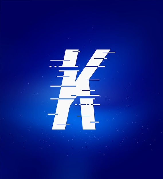 K 文字高速ロゴ。アニメーション文字。技術ラベル、試合の見出し、スポーツのポスター、本