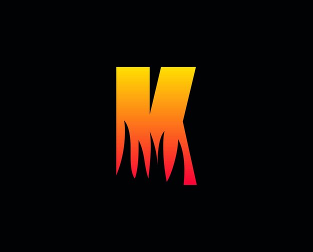 K文字の炎のロゴデザインの火のロゴ