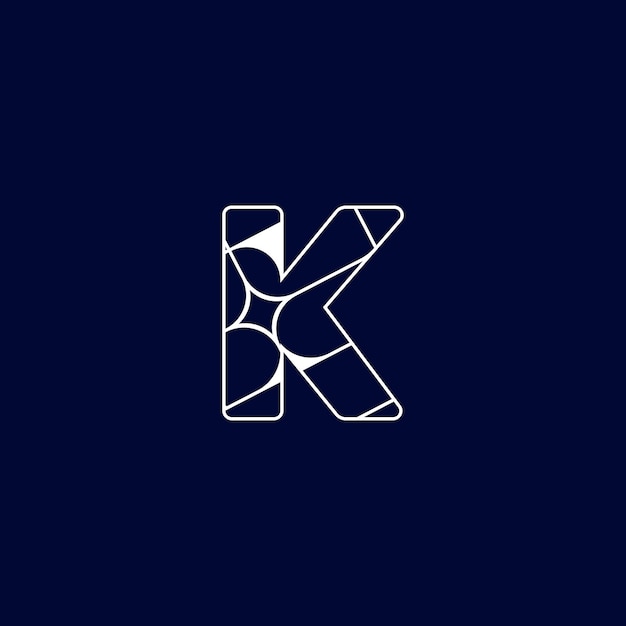 K 文字の幾何学的なアイコン黒と白のアイコン