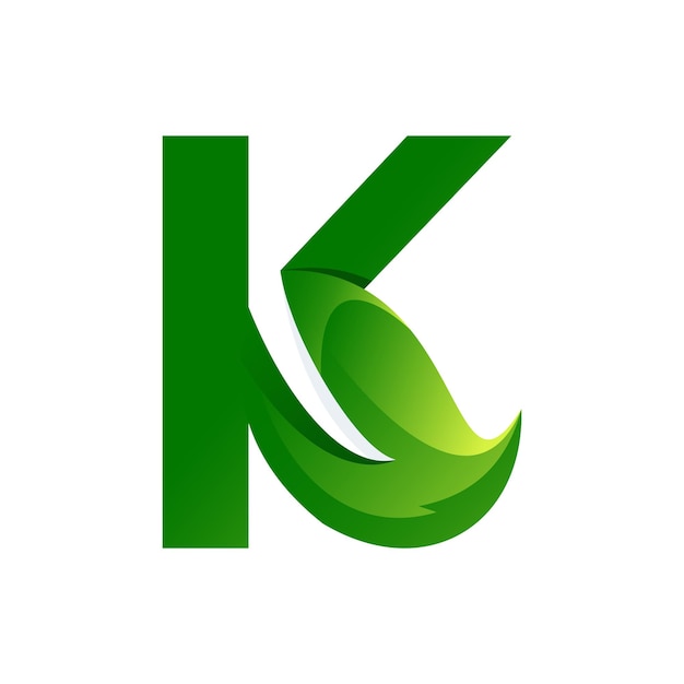 K letter leaf logo with colorful style