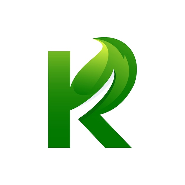 カラフルなスタイルのK文字の葉のロゴ