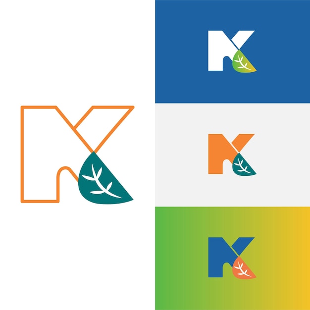 K letter logo design Nature elements