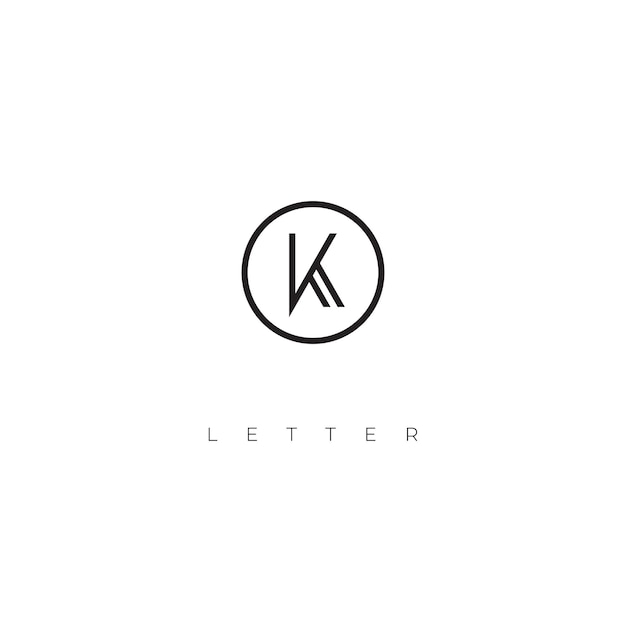 k letter logo design simple monoline in circle