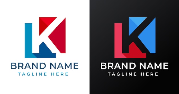 Дизайн логотипа k letter с абстрактной квадратной формой