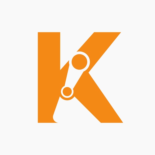 K Letter Logo Excavator voor de bouw Logo Vector Template