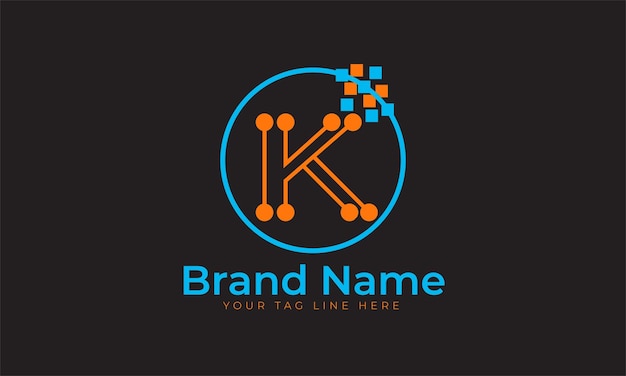 K letter logo of pictogram ontwerp k logo met technologie logo