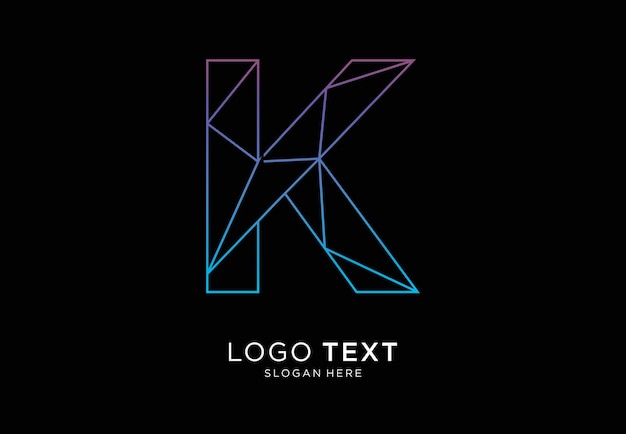 K Letter-logo onregelmatige lijnen kleurverlooptechnologie